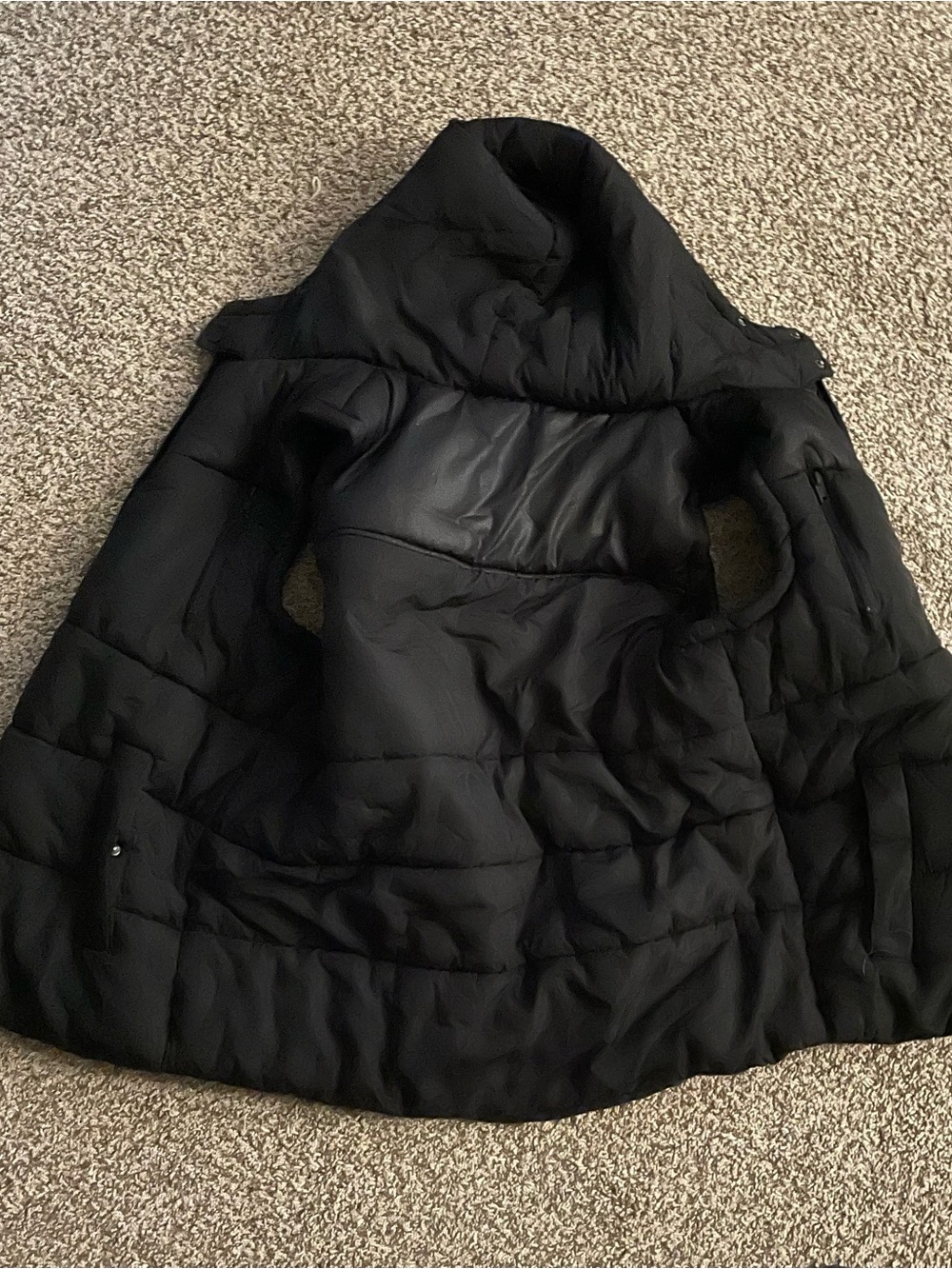 Factorie Black Quilted Puffer Jacket with High Collar